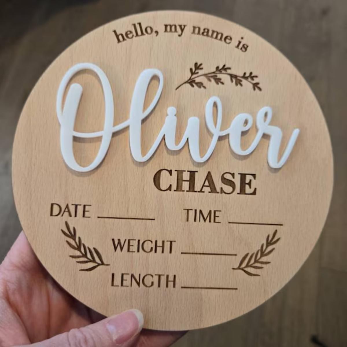Baby Products Decoration - 1Pc Custom Baby Announcement Sign Wooden