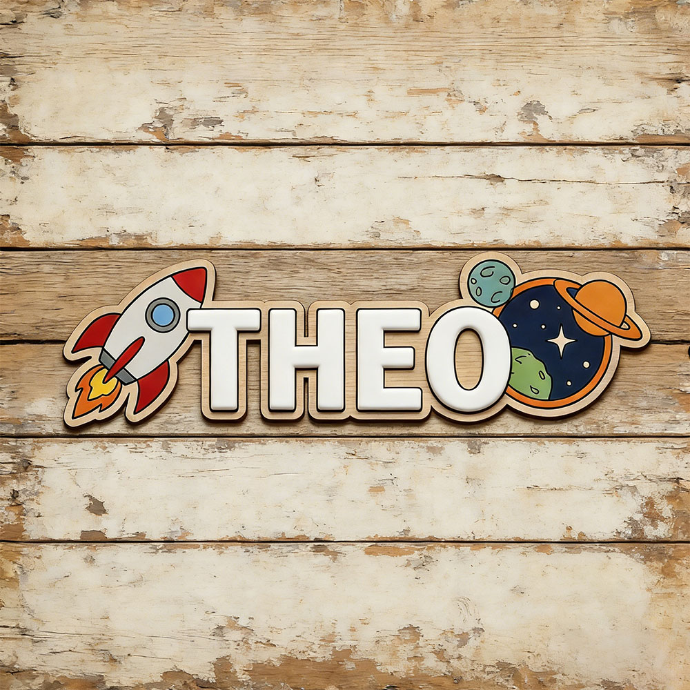 Baby Products Decoration - Personalized Space Rocket Name Sign for